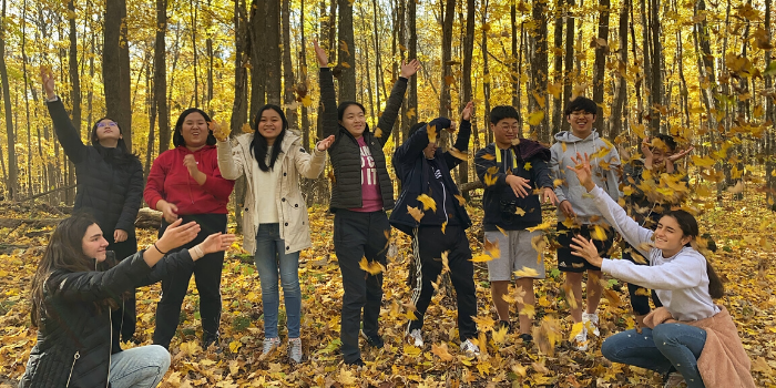 Amerigo students enjoying fall in Minnesota earlier this year.