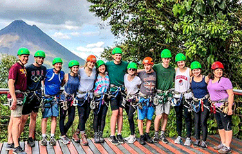 Zip lining in the Arenal area near an active volcano.